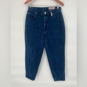 Vtg Sasson‎ 13 / 14 P Dark Wash High Waist Tapered Blue Jeans Denim Mom